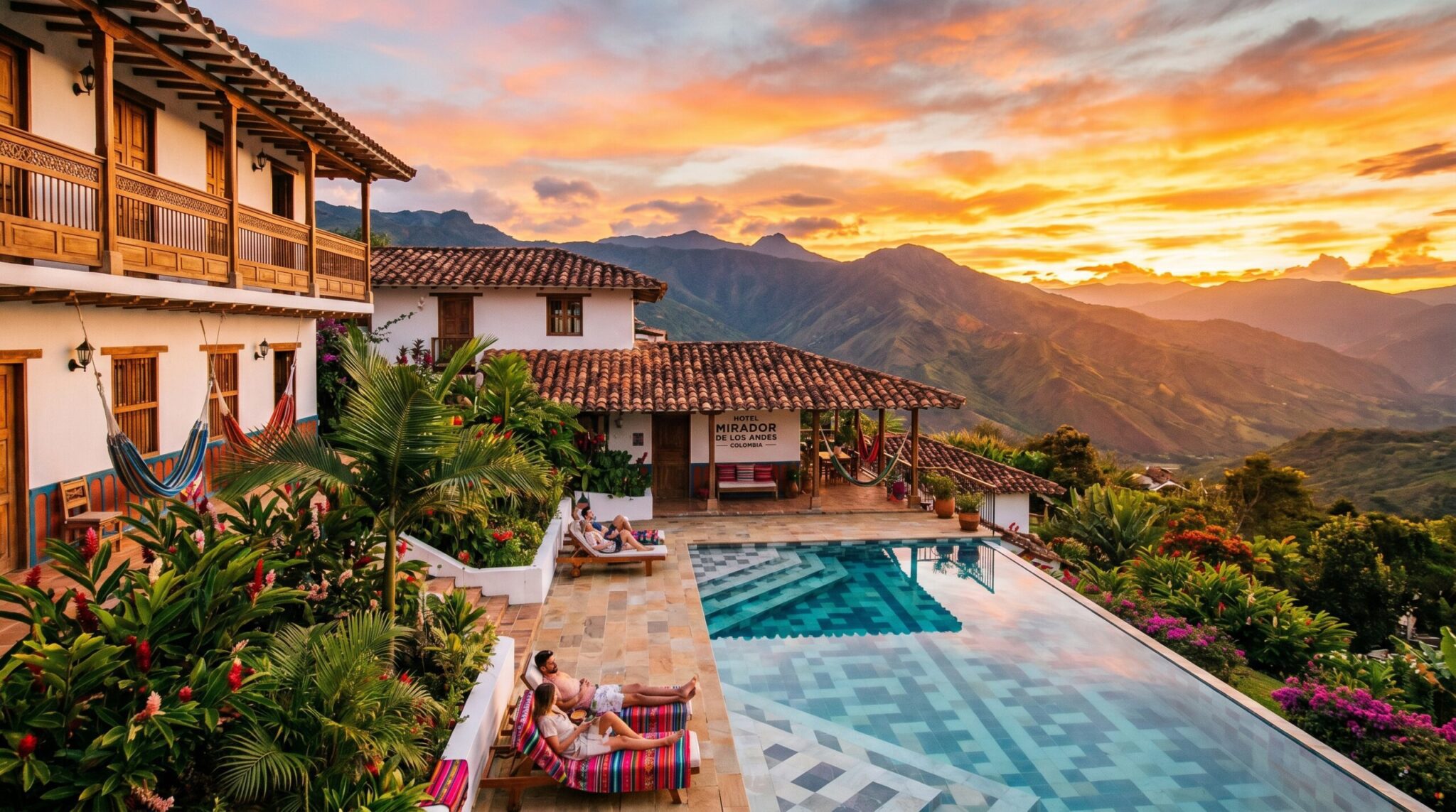 Sunset over a Colombian hacienda