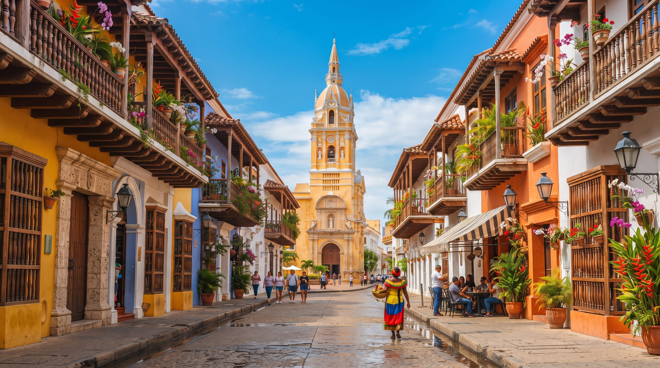 Colonial street in Colombia